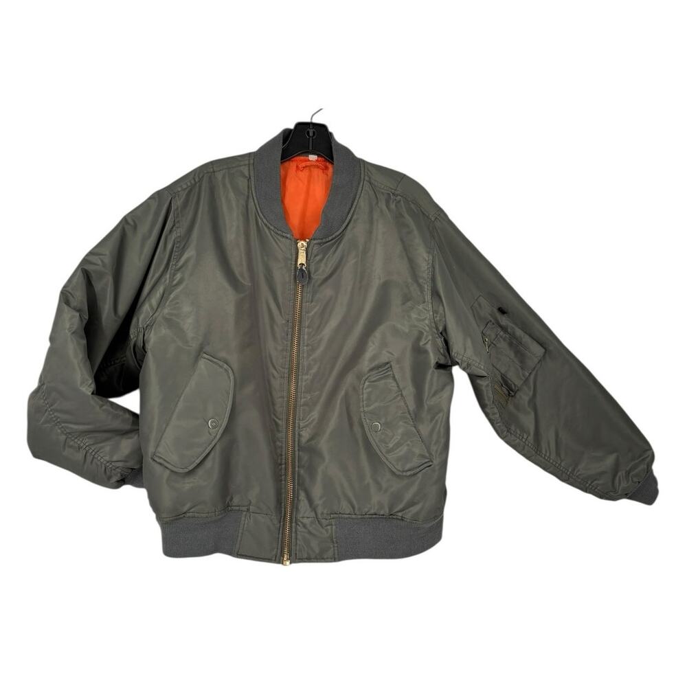 Vintage Rothco MA-1 Flight Bomber Jacket Small Green Orange